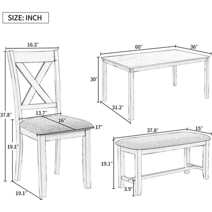 Elegant Grey Rectangular Dining Table Set For Six People