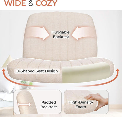 Beige Height Adjustable Swivel Office Desk Chair For Home Office