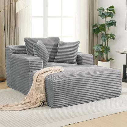 Oversized Chaise Lounge With Deepseat Corduroy Upholstery