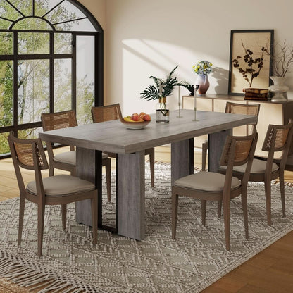 71 Inch Rustic Gray Farmhouse Dining Table For 6 To 8