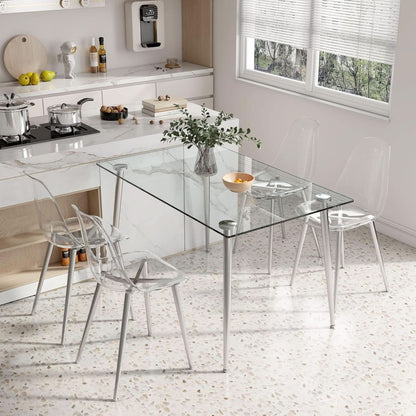 Glass Dining Table For 4 51 Inch Clear Top For Home