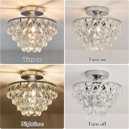 Crystal Chandelier Ceiling Light E26 Chrome Fixture