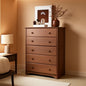 SolidPineWood Contemporary Five Drawer Dresser Mocha Finish