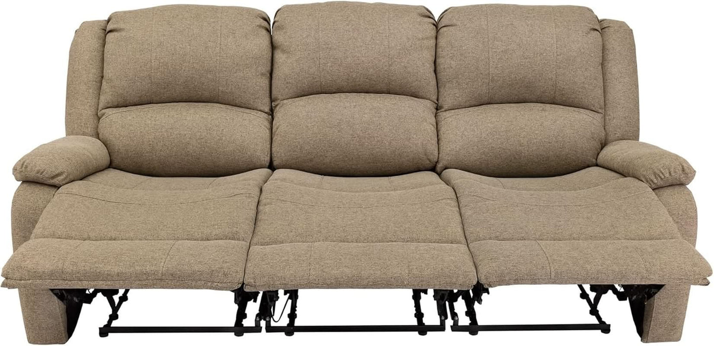 Charles 80In Triple Recliner RV Sofa Oatmeal Zero Wall