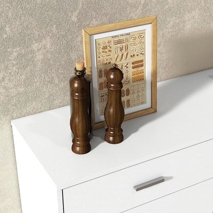 White Wood 6 Drawer Dresser With Inlaid Handle Design
