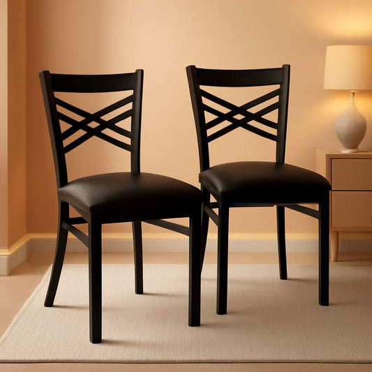 Hercules Series X Back Metal Armless Dining Chairs Black