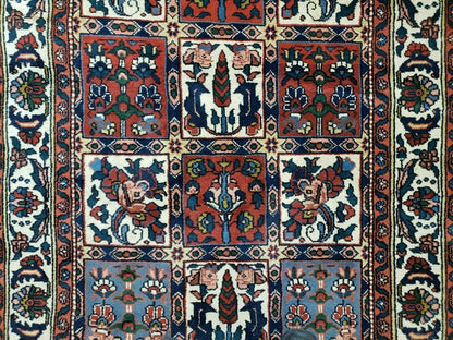 4' X 6' Vintage Handmade Indian Panel Design Wool Rug Veg Dyes
