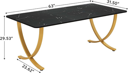 Executive Desk 63 Inch Wide Black And Gold Office Desk