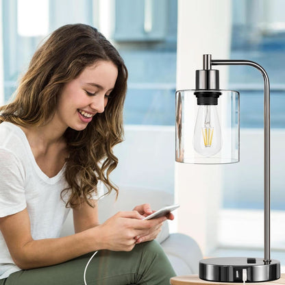 Industrial Table Lamps Black Nickel Touch Control Dimmable