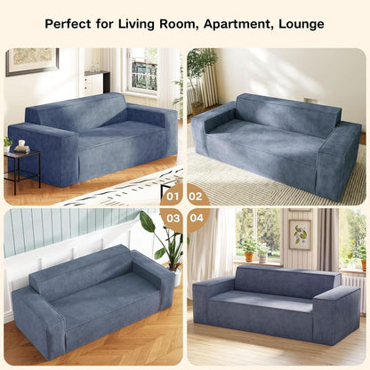 Sofa In A Box Memory Foam 3 Seater Grey Corduroy Fabric