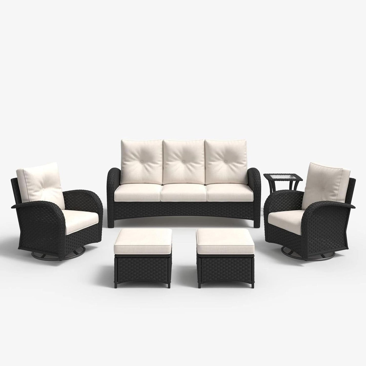 6 Piece Outdoor Patio Furniture Set Sectional Swivel Rocker Chairs