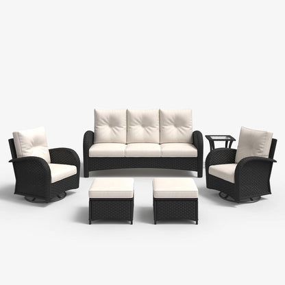 6 Piece Outdoor Patio Furniture Set Sectional Swivel Rocker Chairs