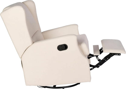 Omma Swivel Glider Rocking Recliner Cream Upholstered 3In1