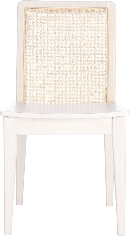 Coastal White And Natural Rattan Dining Chair Set Of 2