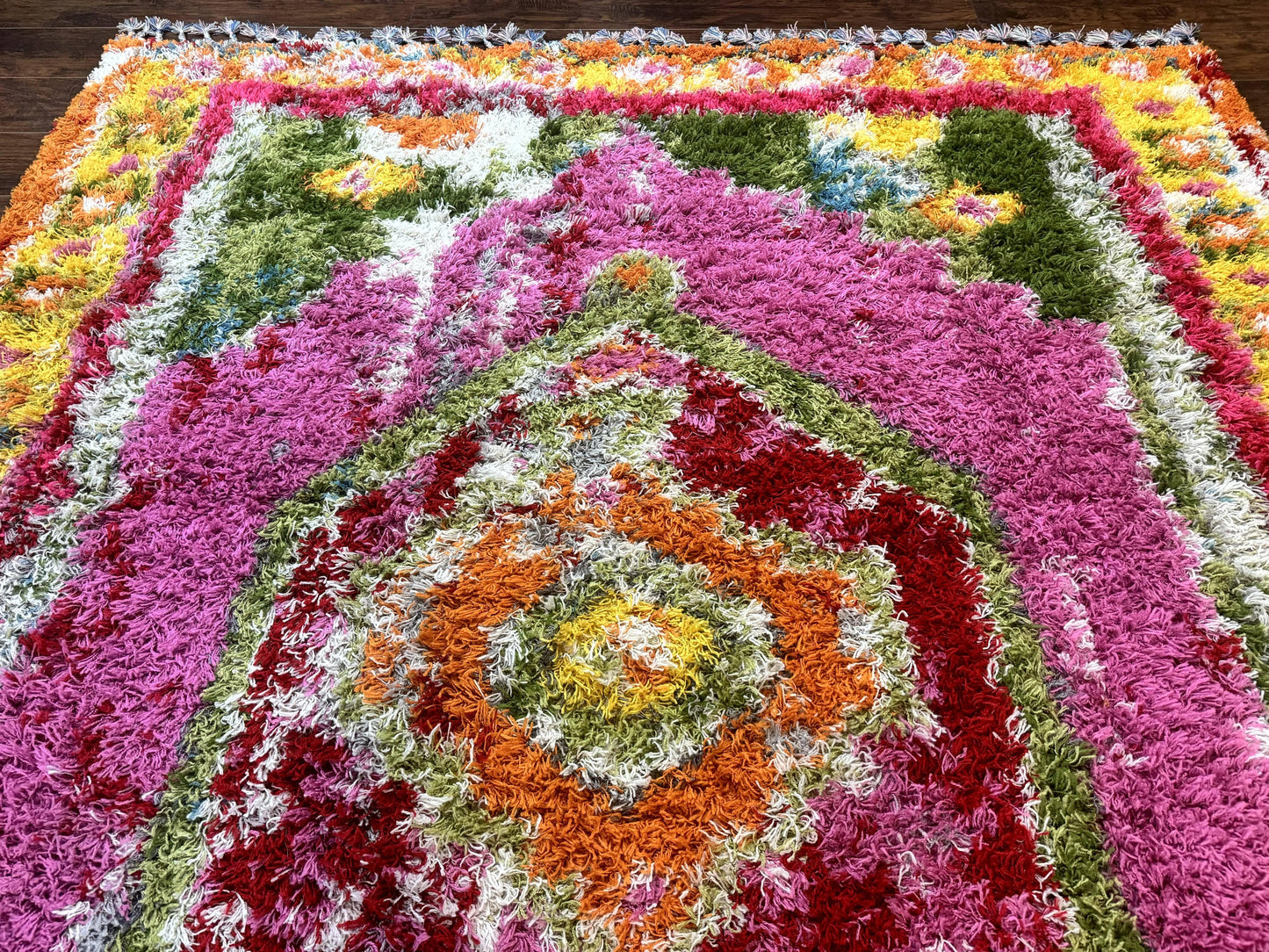 Colorful Shag Rug 8x10, Fuchsia and Multicolor