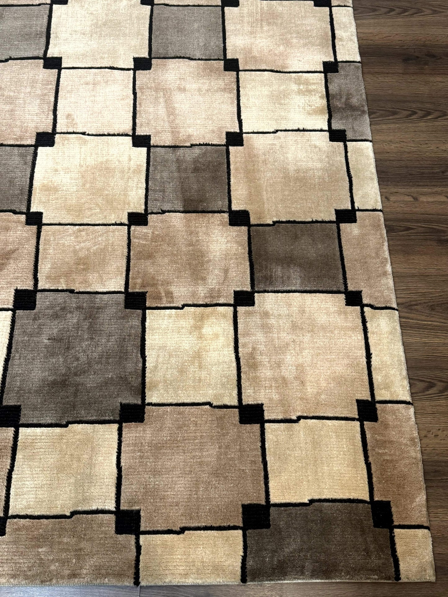 Tibetan Wool Rug 5x8, Contemporary Modern Carpet, Abstract Design, Soft Thick Pile, Pair B