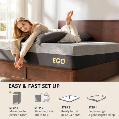 Queen Memory Foam Mattress Charcoal Premium Orthopedic