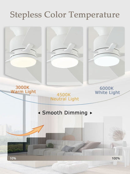 52 Inch Flush Mount Ceiling Fan Remote App Control