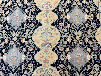 Needlepoint Rug 6x9, Ivory and Navy Blue