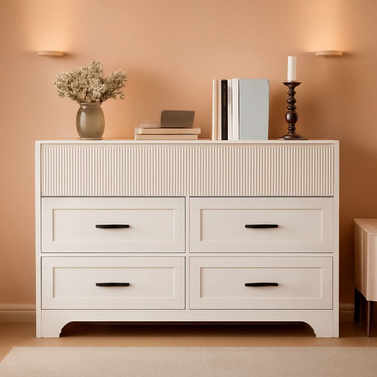 White 47Inch ContemporaryDresser With SevenDrawers