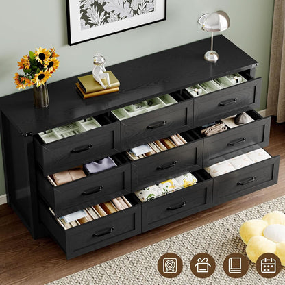 9 Drawer Dresser For Bedroom Modern Wooden Anti Tip