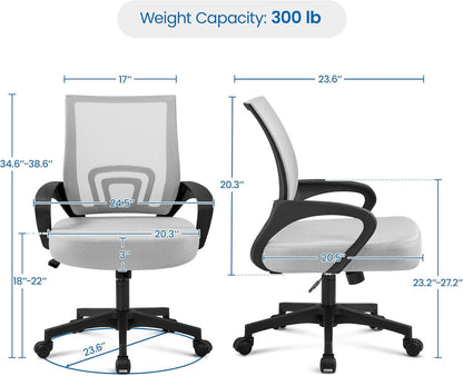 Ergonomic Mesh Office Chair With Lumbar Support Grey