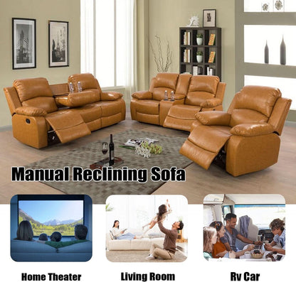 Ginger Faux Leather Reclining Sofa and Loveseat Set