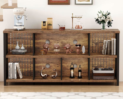Rustic Brown 63 Inch Bookshelf Cube Storage Five In One