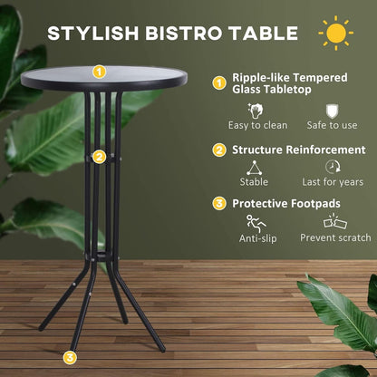 3 Piece Bar Height Outdoor Bistro Set For 2 With Tan Chairs For Outdoor Patio Use