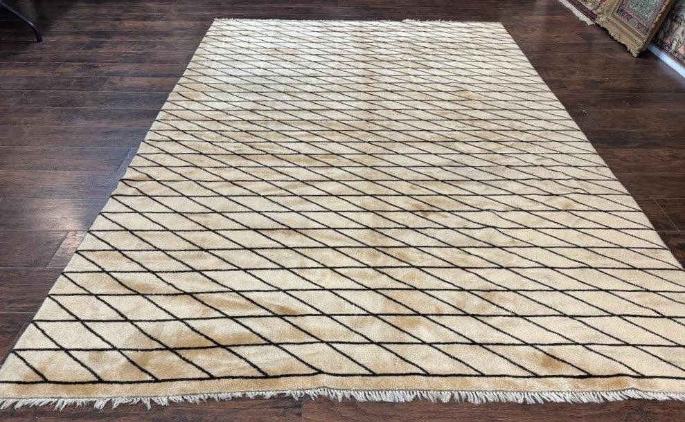 German Rug 7x10, Vintage Handmade Carpet, Contemporary