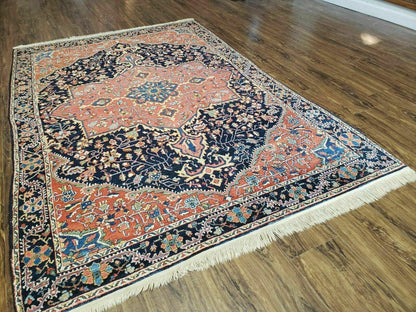 4.5' X 6.5' Handmade Antique Fine Indian Wool Rug Carpet Red