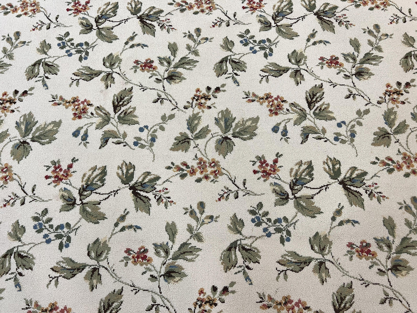 Vintage Stark Carpet 7x10, Ivory and Green, European Aubusson Design, Allover Pattern, Stark Rug