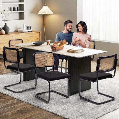 Cesca Cane Dining Chairs Set of 2 Black Boucle Seat