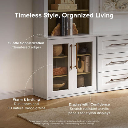 Two Tone Oakwood Acrylic Modular Buffet Cabinet Unit