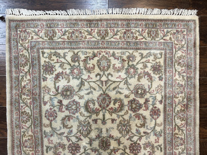 Indo Persian Rug 4x6, Vintage Handmade Wool Carpet, Floral Allover Pattern, Beige, Pair B