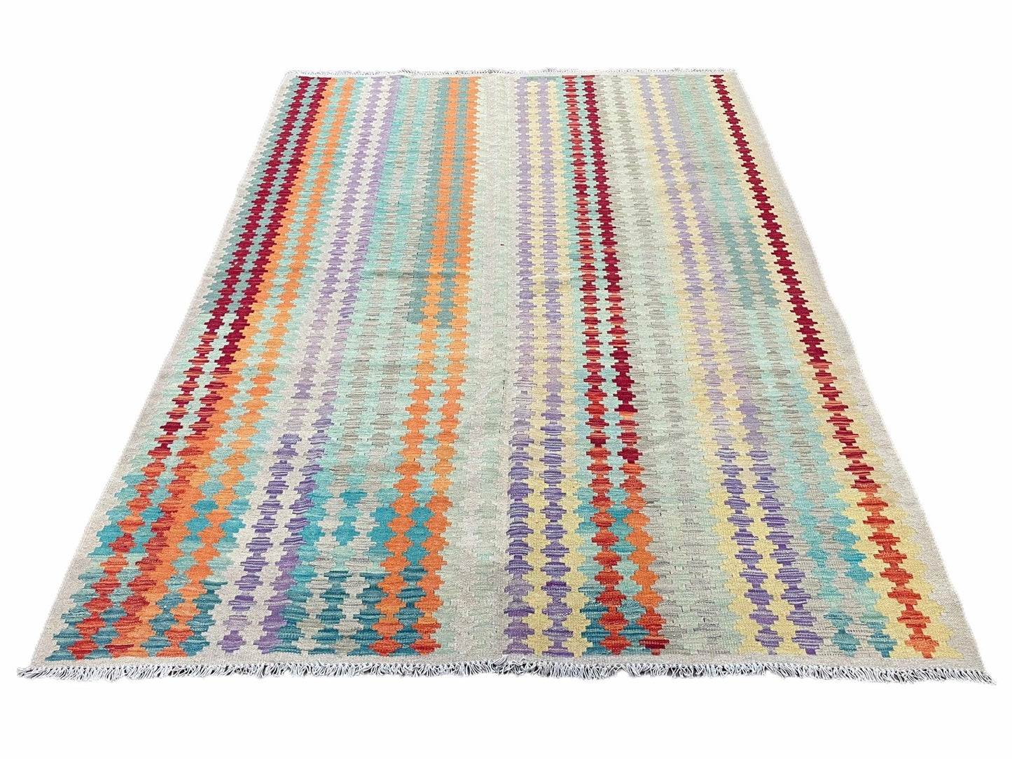 Colorful Kilim Rug 6x8 Multicolor Turkish Kilim Rug 6 x 8 Flat Weave Kilim Playful Anatolian Kilim Wool Kilim New Rug