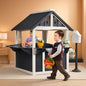 Wooden Outdoor Playhouse Gray White Integrated Sink