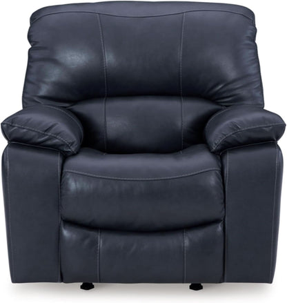 Modern Blue Leather Match Power Rocker Recliner With USB Port