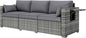 Three Seater Wicker Sofa with Side Tray Tables
