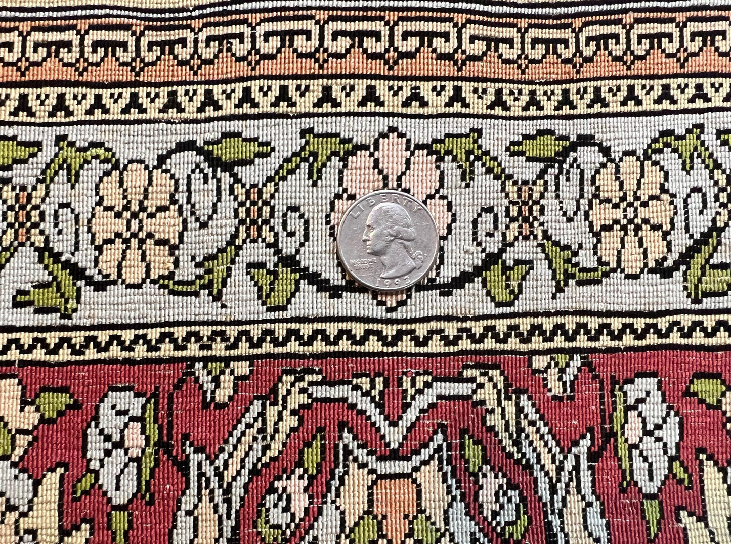 Wonderful Silk Turkish Hereke Prayer Rug 2.8 x 4.5, Tree of Life Design, Signature from Master Weaver, Gold and Burgundy, Handmade, 625 KPSI