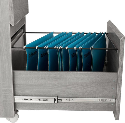Grey Rolling Locking Two Drawer Vertical Filing Cabinet