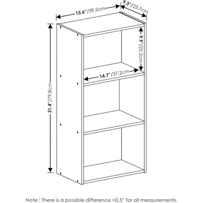 Luder Three Tier Open Shelf Bookcase Bright White Finish