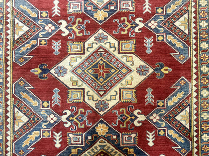Turkish Kazak Rug 7.6 x 9.5, Geometric Medallions, Caucasian Pattern