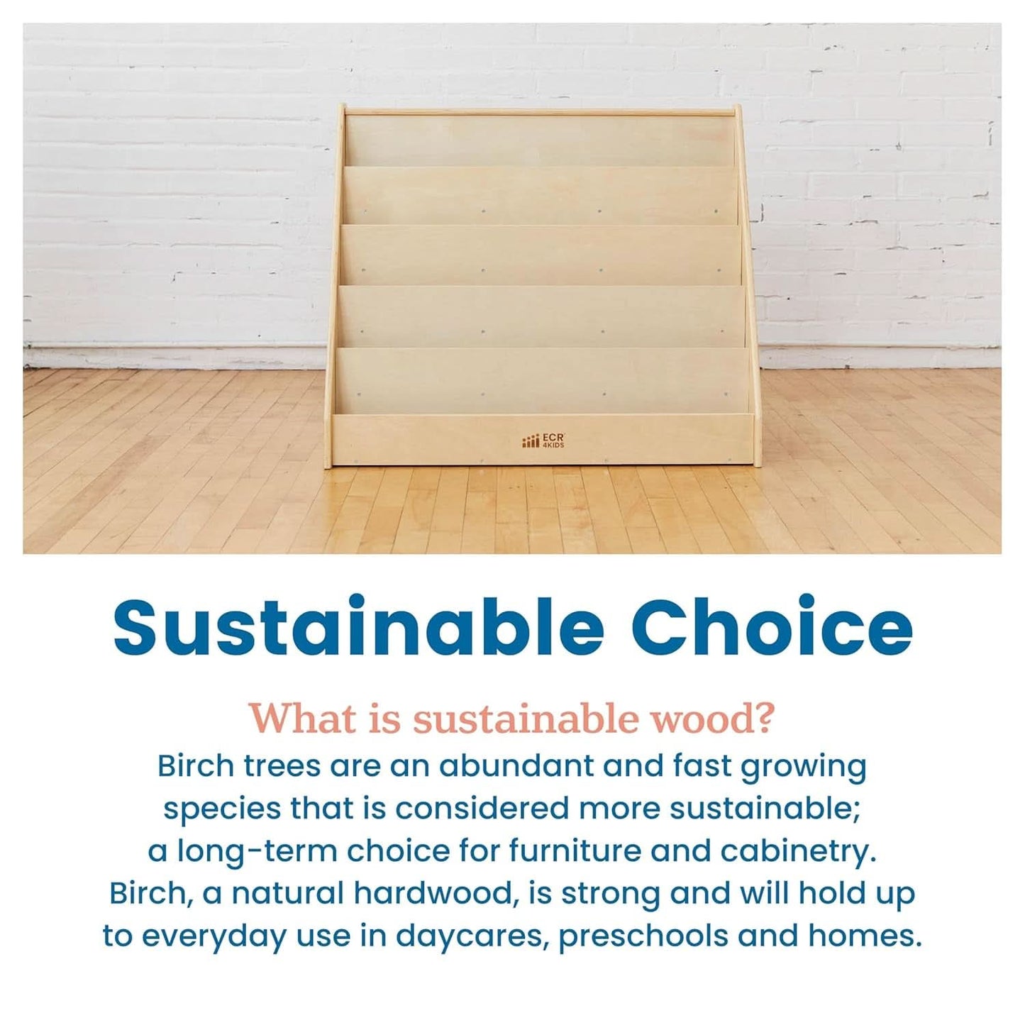 Natural Wood Single Sided Book Display Classroom Bookshelf