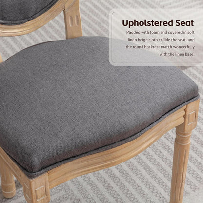 Upholstered Dining Chairs Set Of 6 Grey Fabric Oval Back