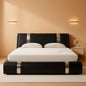 Black King Faux Leather Platform Bed Adjustable Headboard