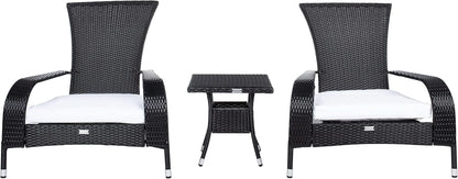 Outdoor Edna Black White Cushion 3 Piece Patio Lounge Set