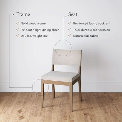 Linus Upholstered Dining Chair With Rubberwood Legs