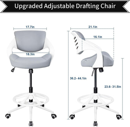 Ergonomic Drafting Chair With Lumbar Support Grey Office