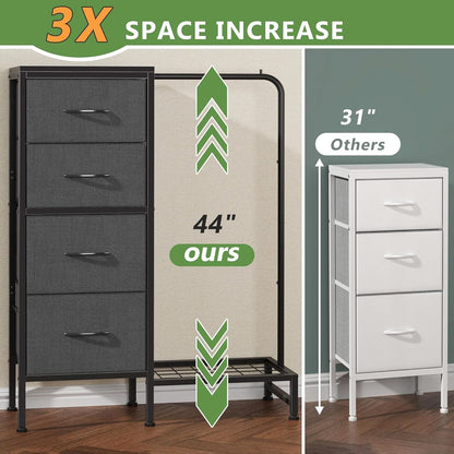 Dresser With Hanging Rack 44 Inch Tall Grey Four Drawer